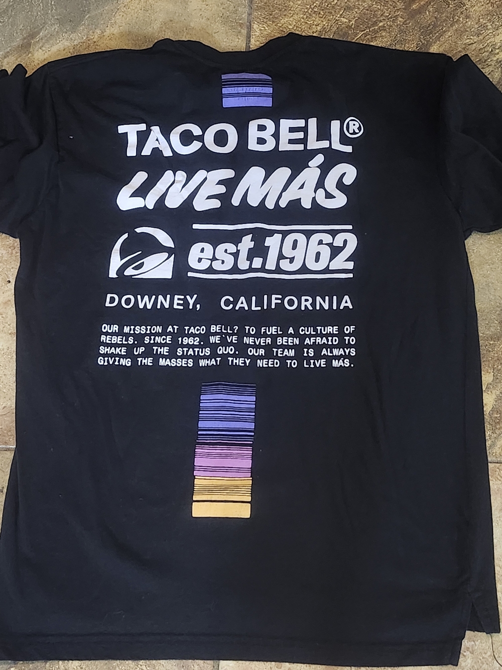 Official Taco Bell Employee Uniform Shirt Live Mas Est 1962 Black Men's Medium M